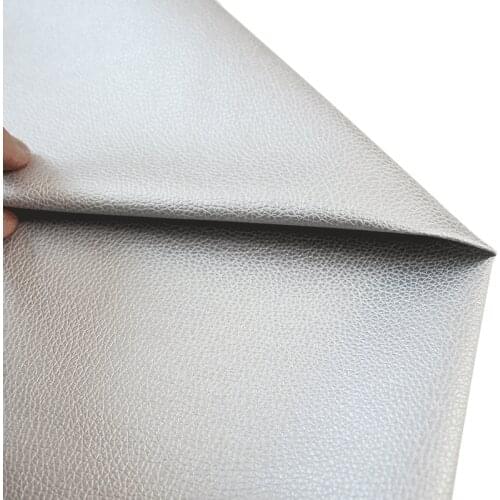 Silver Grey PU leather fabric small litchi pattern imitation leather sofa car bag diy materials 50x140cm