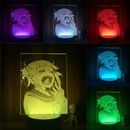 My Hero Academia Himiko Toga Boku no Hero LED NightLight 7 Colors Touch Table Decor Night Light Gift Mode 3D Lamp Action Figure