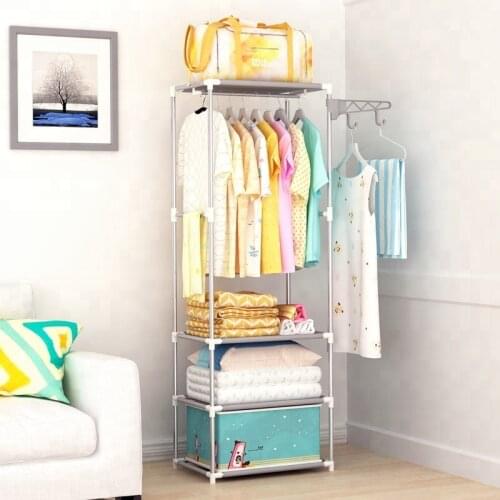 Clothes Hanger Racks Floor Standing Coat Rack Simple Metal Modern Clothing Organizer Removable Hanging garment Storage Shelf