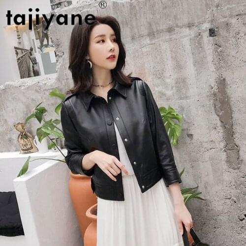 Tajiyane Real Sheepskin Jacket Women Genuine Leather Coat Female Autumn Short Clothes 2021 High Waist Slim Coats Jaqueta HLY67