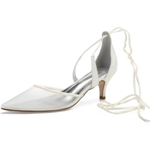 Creativesugar pointed toe lady high heels see through mesh dress shoes with lace up ankle strap bridal wedding prom pumps sweet