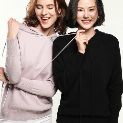 Woman Autumn Winter Cashmere Hooded Sweater Pullover Soft Knitted Jumpers femme Tops