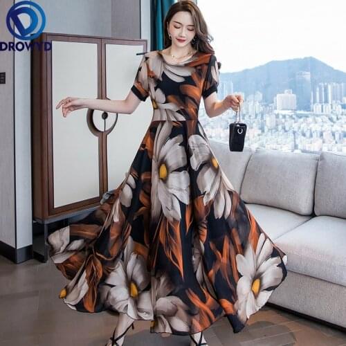 Summer Beach Boho Maxi Dress for Women 2021 Fashion Floral Print O-neck Short-sleeve Long Dresses Vintage Elegant Party Vestidos