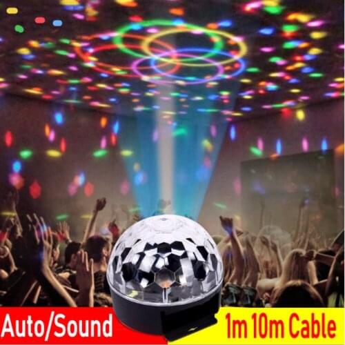 1m 10m Cable 6 Led Control Colorful RGB Effect Light Crystal Magic Ball Led Stage Lamp Disco Laser Light Party Lights KTV Light