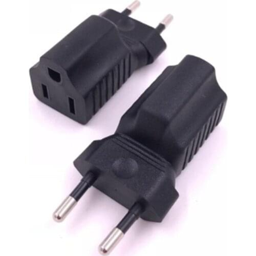 1PC EU Europe Power conversion plug Europe to US USA 3pin 3 Pole AC Power adapter Eu to 5-15R power adapter female conveter