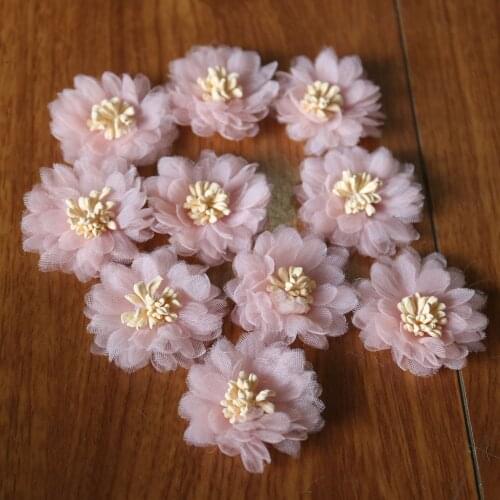 10pcs/lot pink blue Chiffon flowers patches for clothing 3D floral fairy floral parche appliques parches bordados para ropa