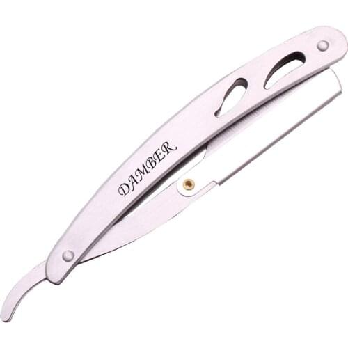 50Pcs 14*2cm Body Razors Professional Barber Edge Steel Folding Shaving Knife Hair Removal Tools Shaving Razor + Blade 6102