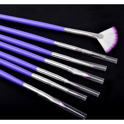 7PCS/Set Nail Art Brush Pen Dotting Painting Drawing Polish Purple Handle Gel UV Tips Decoration DIY Manicure Tools