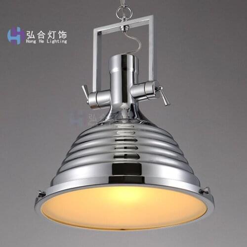 American heavy metal vintage cabin loft-style corrugated iron pendant lamp E27 110-240V Chain Pendant lights for Home Parlor