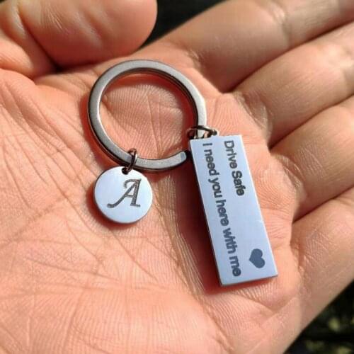 Drive Safe Keychain For Women Initial A-Z Letter Engrave Drive Safe I Need You Here With Me Keychain Trinket Driver Jewelry Gift