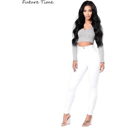 Jeans Women Slim Skinny Pencil Pants High Waist Casual 2020 Spring and Summer Woman Pants Elastic White Black Color C2128