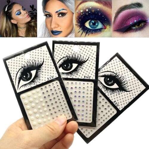 Glittering Eyebrow Makeup Face Eyes Diamond Temporary Tattoo Rock Rhinestone 3D Eyeliner Stickers Crystal For Festival Party