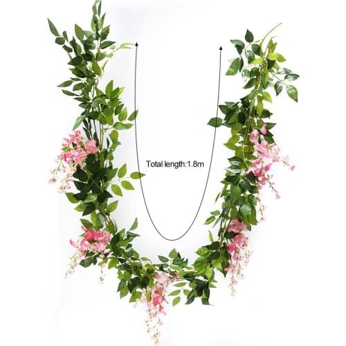 Beautiful Arch Decor Fake Plant Wisteria Artificial Flower Vine Wreath Wedding Leaf Rattan Trailing Fake Flower Ivy Wall Decor