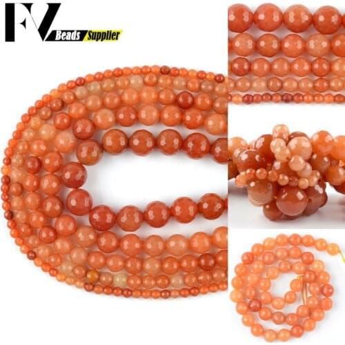4/6/8/10/12mm Natural Red Aventurine Jades Stone Loose Spacer Faceted Round Beads For Jewelry Making DIY Bracelets Necklace