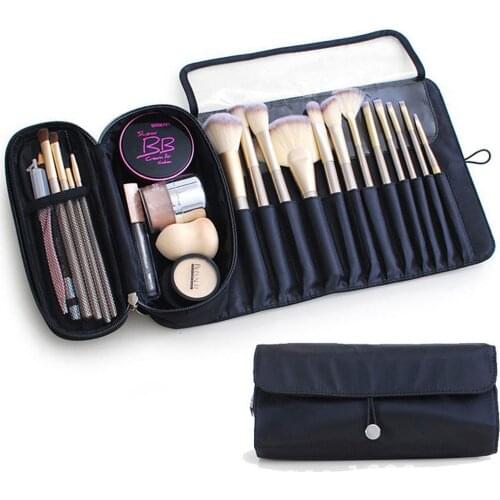 Make-Up Roll Bag Brush Box Travel Large Capacity Multi-Room Portable Inner Zipper Cosmetic Pack