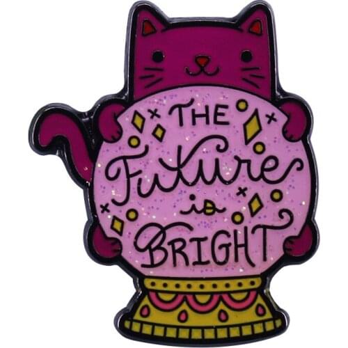 Cute Cat Hard Enamel Pins Magic Animal Brooches Women Men Lapel Badges Backpack Collar Fashion Jewelry Gifts For Kids Friend