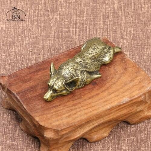 Pure Copper Welsh Corgi Puppy Miniature Figurines Solid Brass Animal Dog Desktop Ornament Decoration Crafts Paperweight Tea Pets