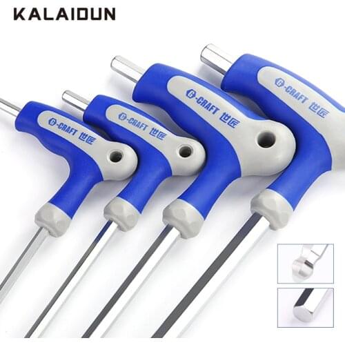 KALAIDUN 8Pcs Wrench Set T-Shaped Allen Key Set Universal Spanner Hex Ball Flat Head Double-ended Cr-V Household Repair Tools