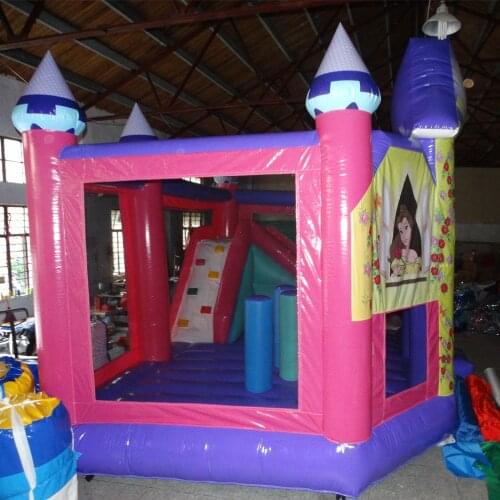 Yard bounce inflatable pink castle obstacle sports with climbing wall amusement park