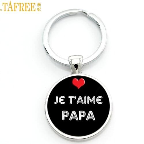 TAFREE new fashion je t'aime papa keychain fathers gifts j'ai un super papa key chain ring holder for dad men jewelry CT477