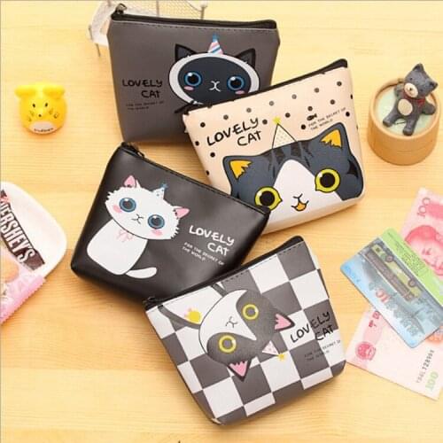 New Korean creative cute cartoon cat coin purse PU coin bag children gift elementary school prize