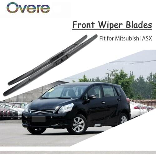 Overe 1Set Rubber Car Front Wiper Blade Kit For Mitsubishi ASX 2017 2016 2015 2014-2010 Windscreen Original replace Accessories