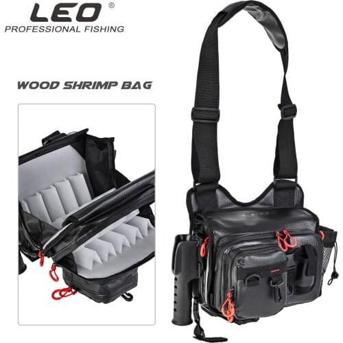LEO Fishing Bags Squid Hook Bag Fishing Tackle Bags Built-in Storage Grid PVC Leather Waist Bag Cross Boday Fishing Tackle Bag
