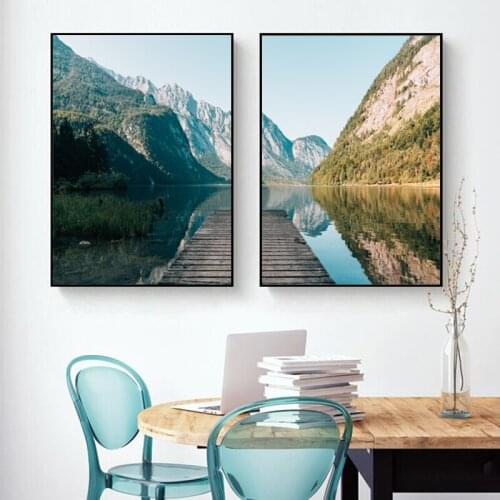 Nordic Mountain Landscape Canvas Painting Wall Art Posters Prints Gallery Pictures for Office Living Room Interior Home Decor