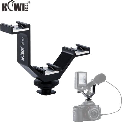 KIWI Triple Cold Shoe V-Bracket Holder for Canon Nikon Sony Fujifilm Olympus Camera Microphone LED Light Flash Remote Receiver