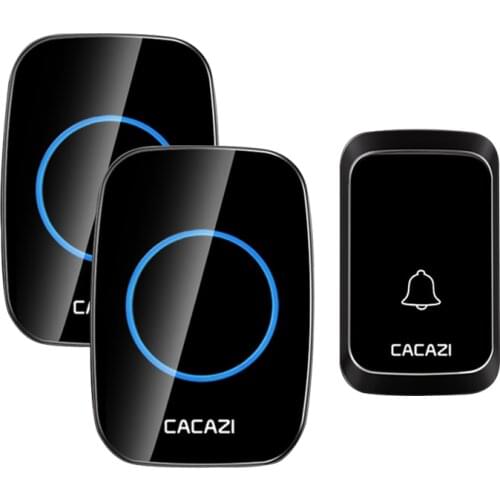 CACAZI Waterproof Wireless Doorbell LED Light Battery Button 300M Remote Home Door ring Bells US EU UK Plug 58 Chimes