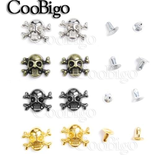 12pcs Skull Cross Bone Rivet Studs Spikes Punk DIY Leather Craft for Apparel Shoes Bag Dog Collar Gloves Accessories 12x14.5mm