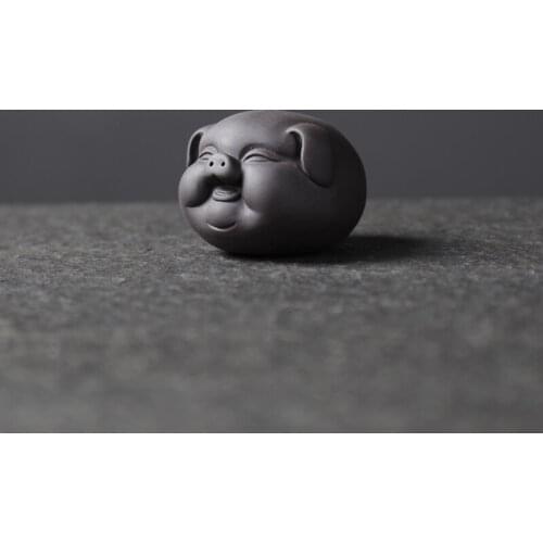 1 PCS Purple Clay Lovely Pig Figurine Ornament Small Tea Pets Boutique Tea Table Decoration Accessories Handmade Tea Set Crafts