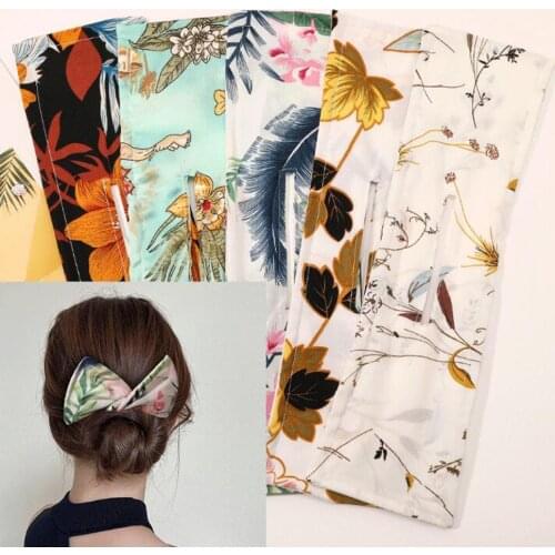 1PC New Design Deft Bun Summer Polyester Hairband Women Bow Headband Print Hairpin 23 Colors Tie Hair Rope Drop Shipping