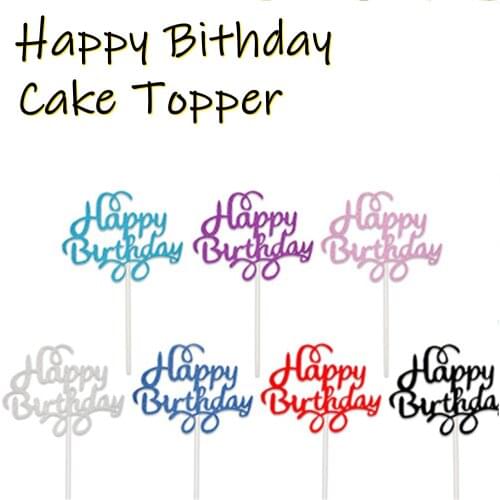 10pcs Gittler Happy Birthday Cake Topper Bling Sparkle Decoration Sign Happy Birthday Cake Topper Girl`s Birthday Dessert Decor