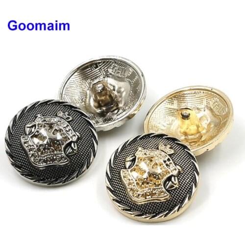 100pcs England shield high foot metal buttons eco-friendly overcoat sewing alloy buttons for clothes woven dress buttons