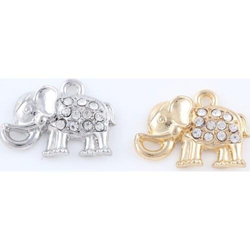 16*33mm Alloy Metal Vintage Rhinestone Elephant Dangle Fit Handmade Bracelet Pendant