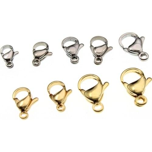 20pcs 9 10 12 15 MM Stainless Steel Lobster Claw Clasps Hook Bracelet Necklace Connector for DIY Jewelry Making Finding Supplies