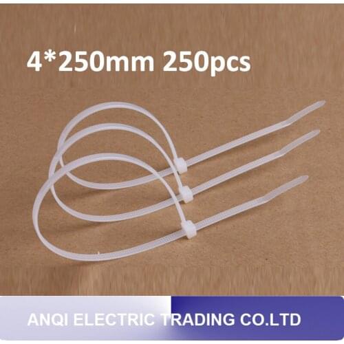 4*250mm 250pcs white self-locking nylon cable ties high quality