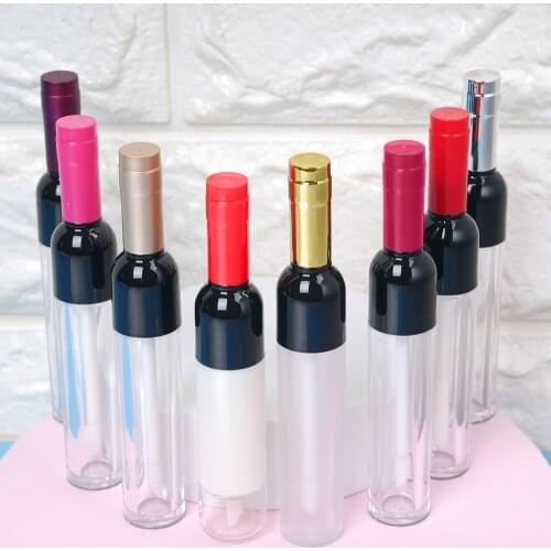 5/10pcs 5ml Empty Wine Shaped Lip Gloss Tube Lipstick Tubes Plastic Refillable Bottle Cosmetic Packaging Container DIY Makeup