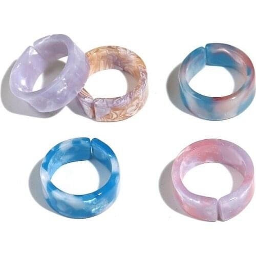 5PCS a Set Cute Lovely Colorful Finger Rings Dome Knuckle Finger Stackable Joint Ring Macarons Resin Ring Female Jewelry Gifts