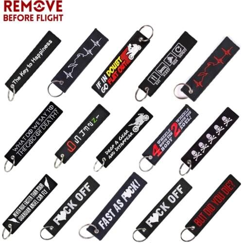 REMOVE BEFORE FLIGHT Keychain for Motorcycle Bijoux Key Chain for Men Gifts and Cars Key Tag New Embroidery Key Fashion Trinket