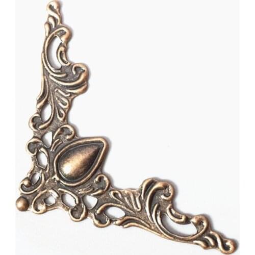 12Pcs 42*42*57mm Bronze Jewelry Box Book Corner Bracket Antique Frame Notebook Menus Corner Decorative Protector Hardwa