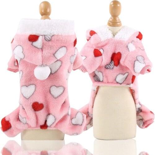 PUOUPUOU Flannel Thickening Dog Clothes Winter Dog Coat Sweatshirt for Small Dogs Pet Clothes Cotton Pet Clothing Outfit XS-2XL