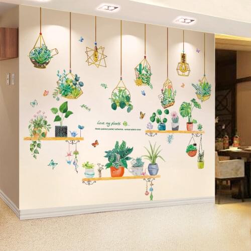 Potted Plant Wall Stickers DIY Succulent Plant Wall Decals for Living Room Teenager Bedroom Nursery Kitchen Home Decoration