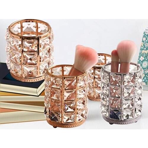 Crystal Brush Tube Makeup Brush Organize Nail Tools Storage Cosmetic Pen Holder Home Decor