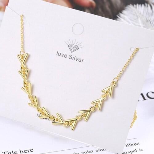 KOFSAC Latest 925 Sterling Silver Necklaces For Women Jewelry Fashion Triangular Fish Bone Necklace Lady Engagement Accessories