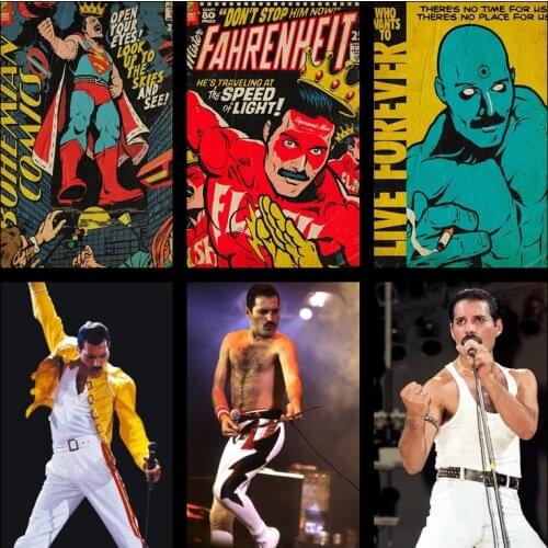 Buy three to send one Freddie Mercury Musicians and singers vintage kraft poster drawing room decoration