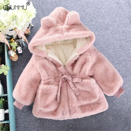 Baby Girls Jacket Kids Boys Fur Coats Solid Color Hooded Winter Girl Clothes Plus Velvet Infant Children Clothing For Boys Coat