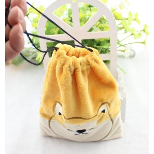 18x15cm Shiba Inu Cute Dog Animals Cartoon Drawstring Storage Bag Mini Soft Plush Girls Coin Key Phone Bags Bunch Pocket 1pcs