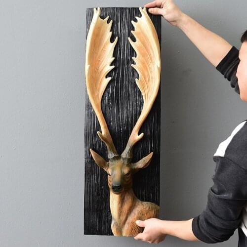 European Style Deer Head Wall Hanging Animal Head Wall Decoration Creative Retro Stereo Porch Wall Living Room Home Decoration